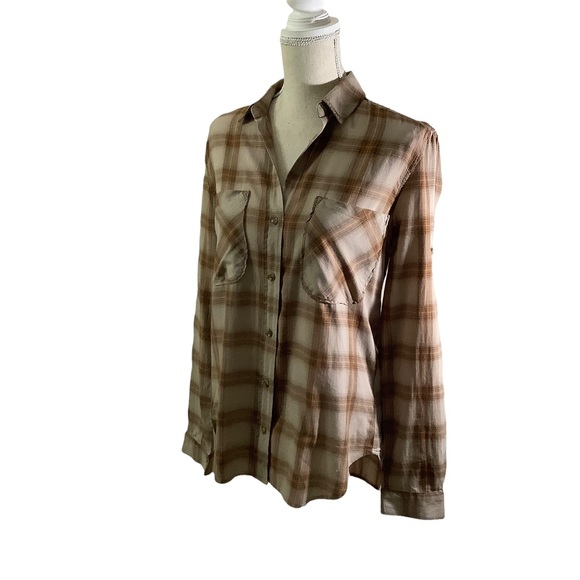 Bella Dahl Brown Plaid Button Down Shirts - Picture 2 of 7
